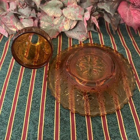 Tiara Amber Glass Candle Holder Set - Picture 3 of 6